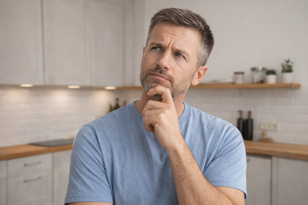 Homeowner thinking about handyman services in Sacramento, CA